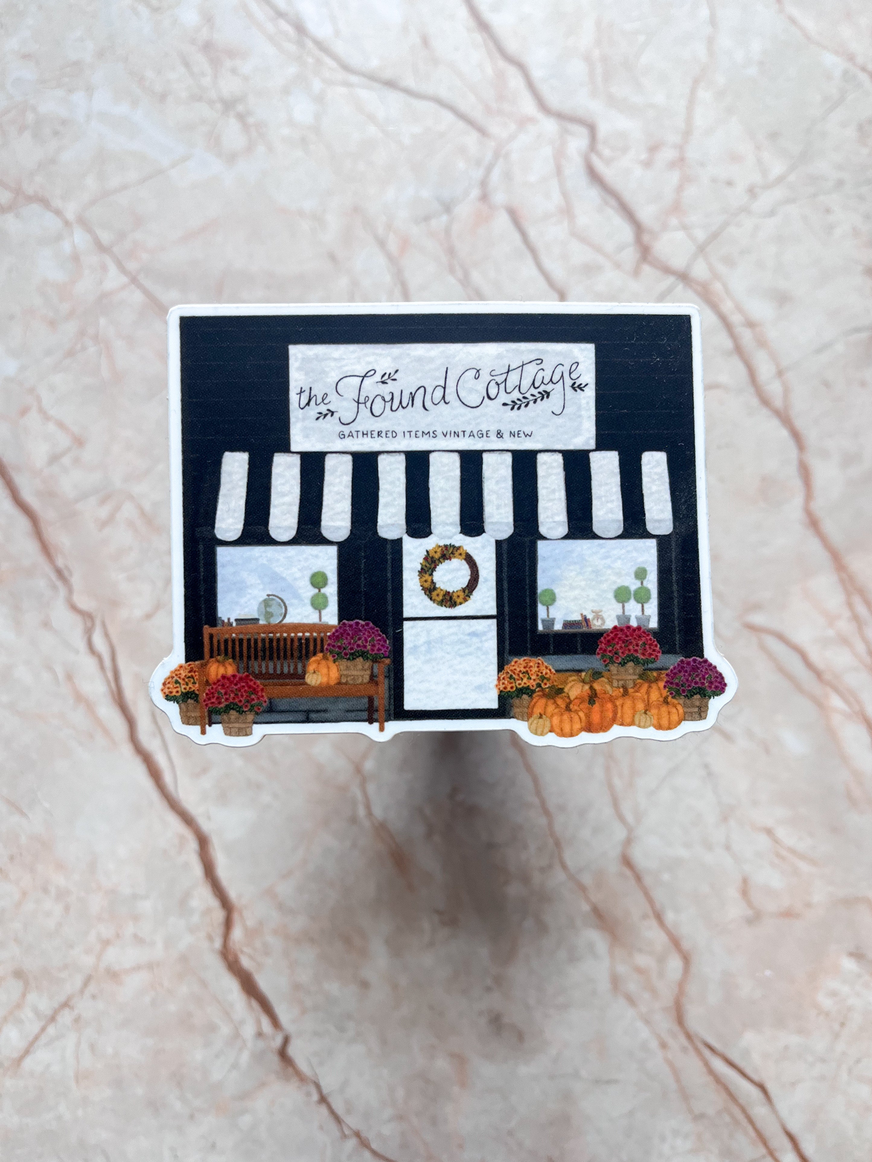 The Found Cottage in the fall sticker